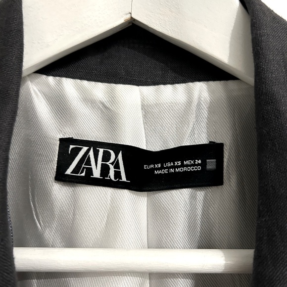 ZARA Linen Blazer with Printed Sleeves XS - Picture 9 of 15